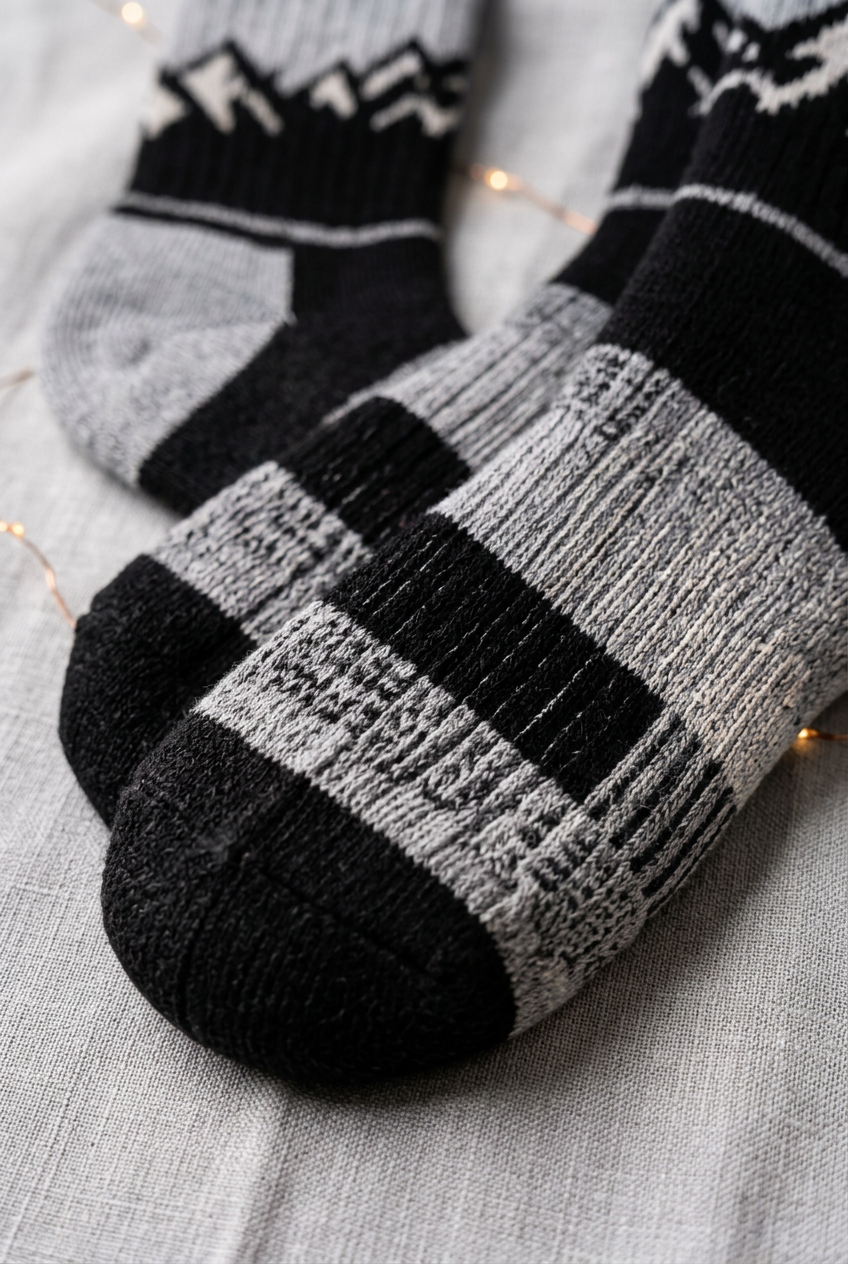 Gray ribbed foot black band and rounded black toe