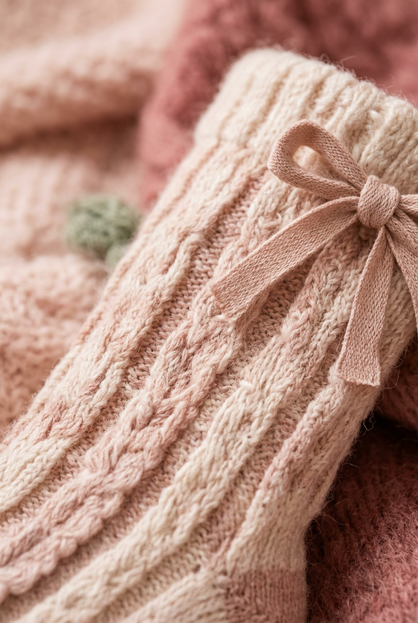 Ivory blush cable-knit columns detail