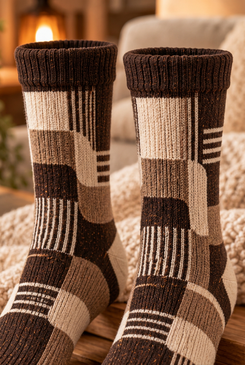 Chocolate ribbed cuff and upper shaft detail