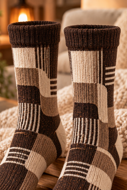 Chocolate ribbed cuff and upper shaft detail