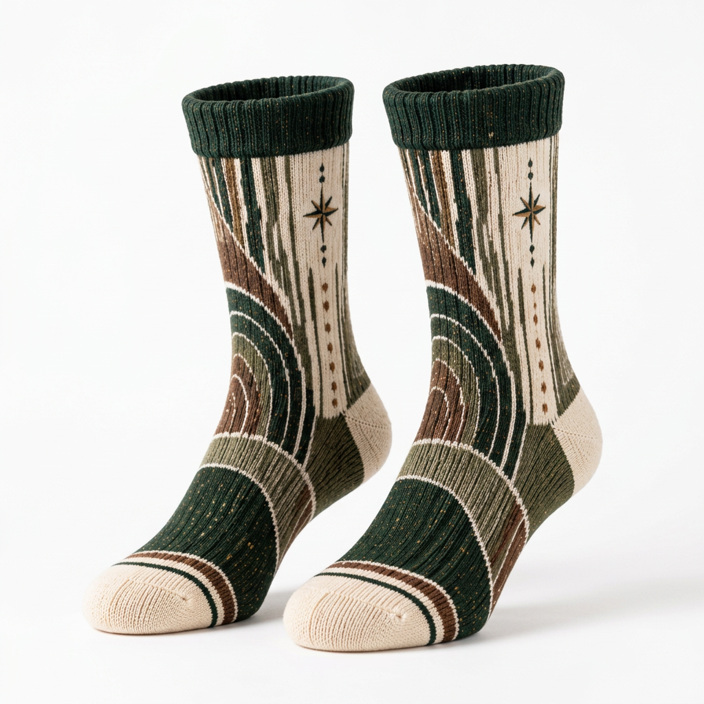 Green ivory contour stripe socks on white