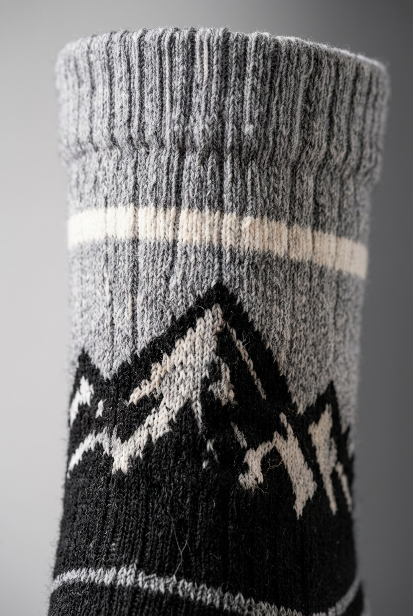 Gray rib cuff and narrow pale stripe detail